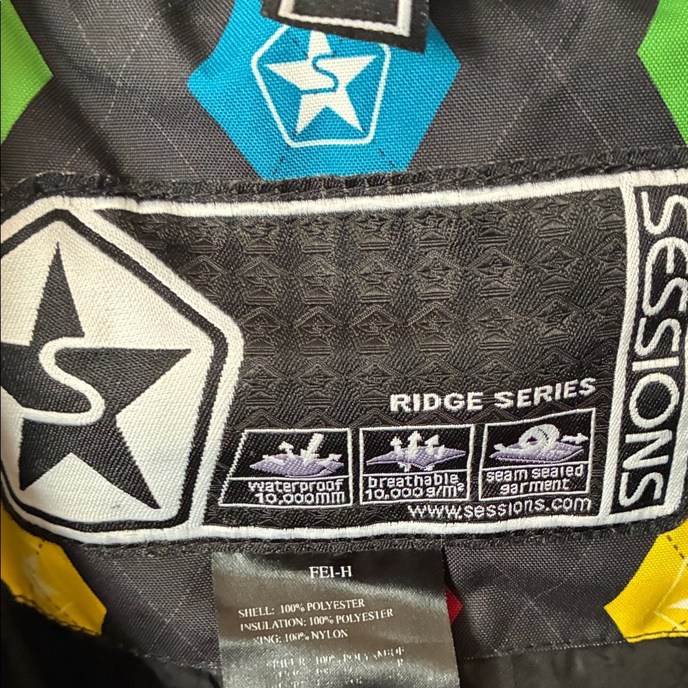 SESSIONS Men’s Puffer Jacket with Multicolor Diamond Patterns w/ RECCO tech WR 8 - Picture 3 of 8
